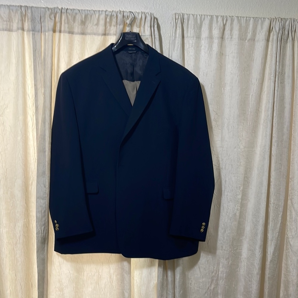 Navy Blue Three Button Suit With Tan Pants